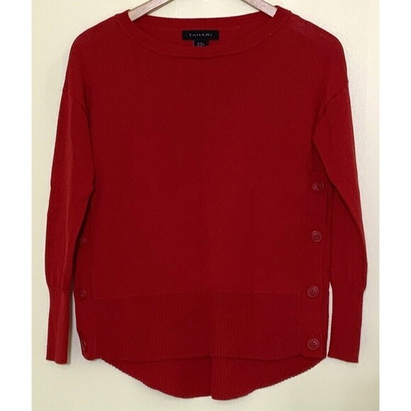 Tahari Women's Pullover Sweater Button Detail - Picture 1 of 8